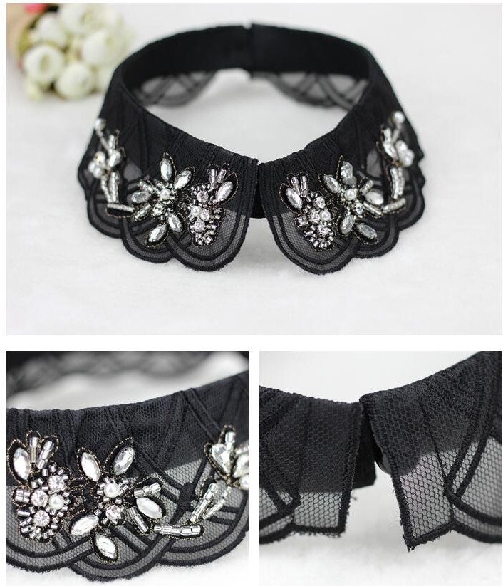 Beaded Lace Detachable Collar